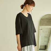 Linen Oversize Short Sleeve T-Shirt - Black Color