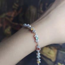 轉好運•補五行|夢幻馬卡龍彩虹多寶|緬甸翡翠純銀蝴蝶結手鏈