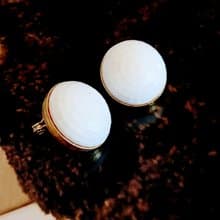 vintage jewelry  Monet 半球形立體格紋賽珞珞 夾式耳環