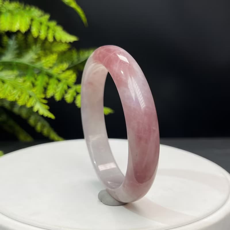 馬達加斯加 紫色粉晶手鐲 56MM 老料紫粉冰飄玫瑰石英 個人魅力