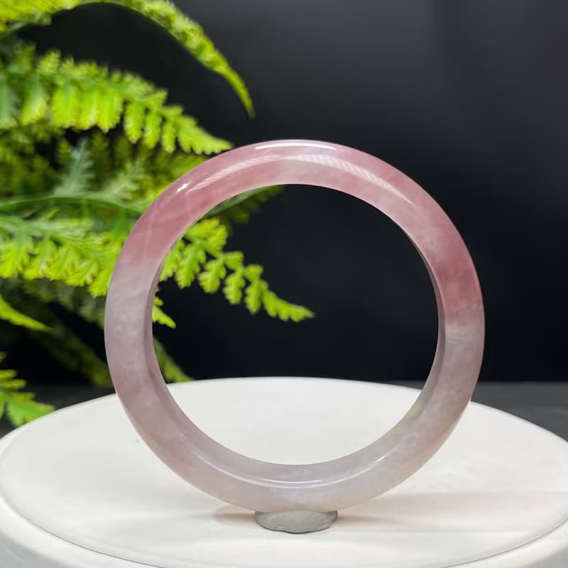 馬達加斯加 紫色粉晶手鐲 56MM 老料紫粉冰飄玫瑰石英 個人魅力