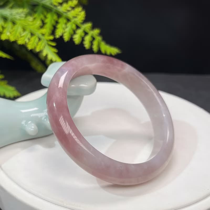 馬達加斯加 紫色粉晶手鐲 56MM 老料紫粉冰飄玫瑰石英 個人魅力