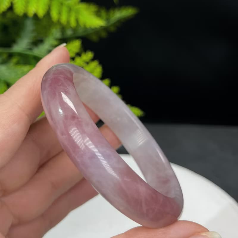 馬達加斯加 紫色粉晶手鐲 56MM 老料紫粉冰飄玫瑰石英 個人魅力