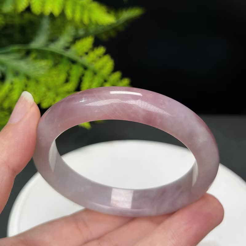 馬達加斯加 紫色粉晶手鐲 56MM 老料紫粉冰飄玫瑰石英 個人魅力