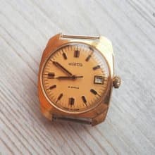 Mechanic Soviet mens watch Wostok 18 jewels – gold-plated wind up Vostok watch