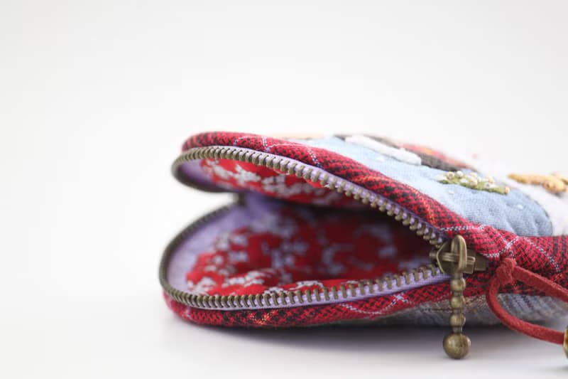Fabric bag for headphone or other small things. Round Headphone holder. Japanese