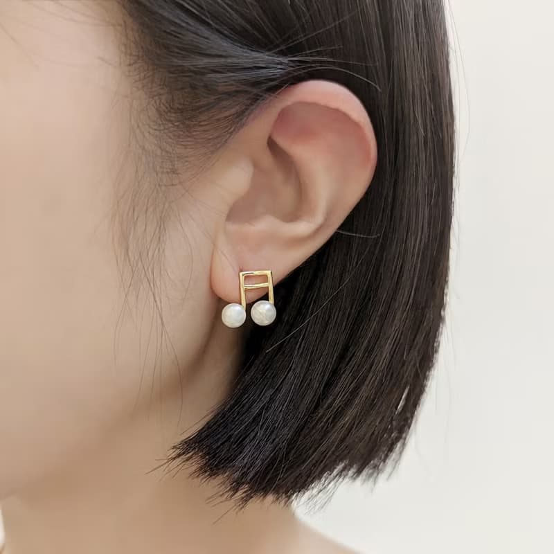 1KM 甜蜜旋律•音符珍珠耳環