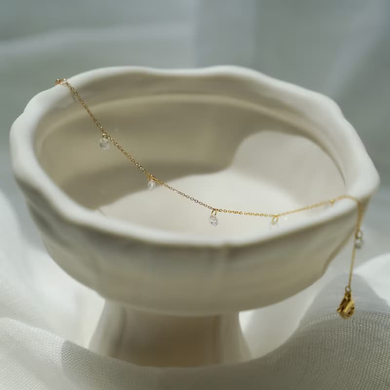 法式古典 細緻切面鋯石手鍊 925純銀鍍18k金 手鍊