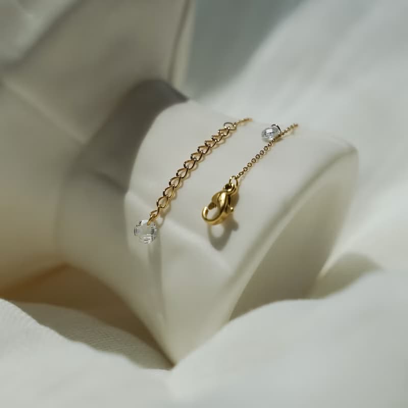 法式古典 細緻切面鋯石手鍊 925純銀鍍18k金 手鍊