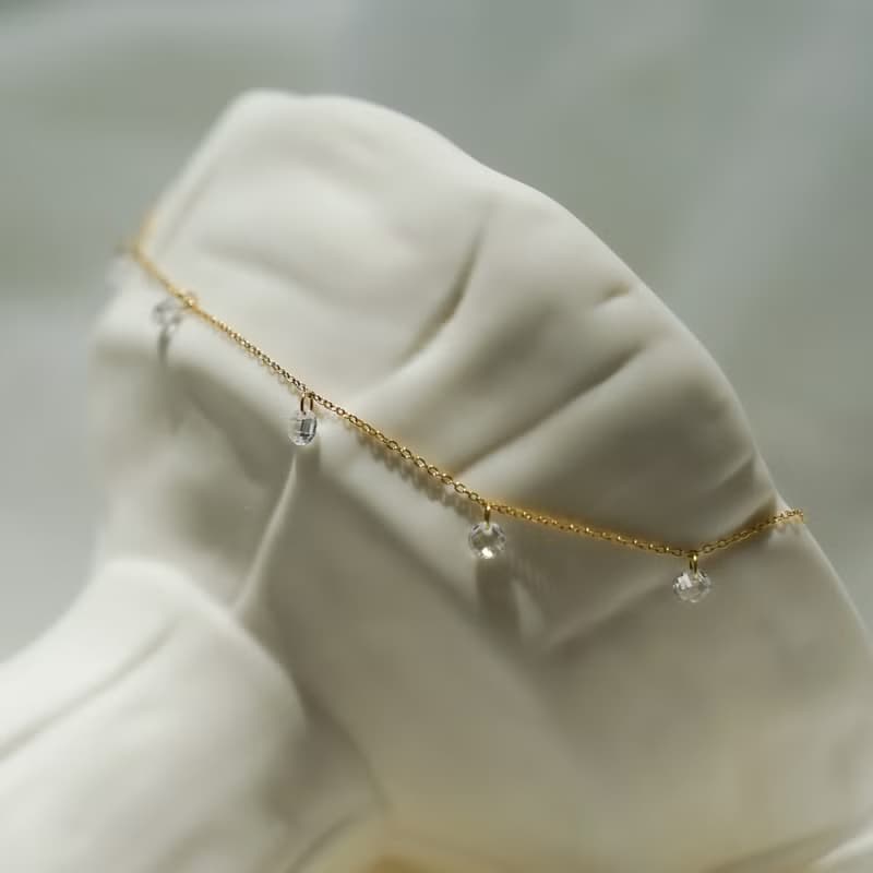 法式古典 細緻切面鋯石手鍊 925純銀鍍18k金 手鍊