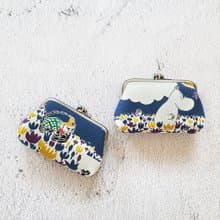 【Pinkoi x Moomin】二面不同圖案 雙層口金包 零錢包 藍色