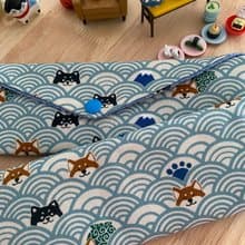 文青風環保純棉筷袋 柴犬的午后祭典 質感原胚 天空藍 日本 潮物