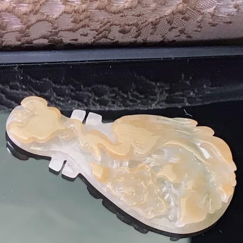 冰飄黃翡鳳凰牡丹琵琶 | 天然緬甸A貨翡翠 | 送禮