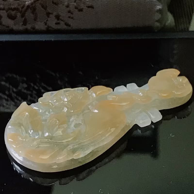 冰飄黃翡鳳凰牡丹琵琶 | 天然緬甸A貨翡翠 | 送禮