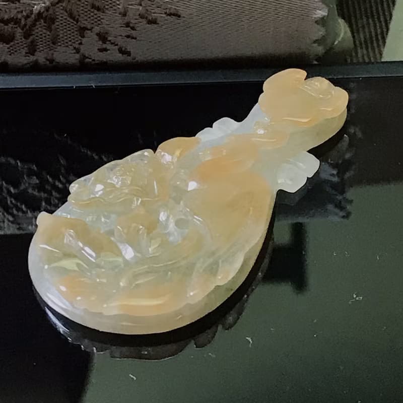 冰飄黃翡鳳凰牡丹琵琶 | 天然緬甸A貨翡翠 | 送禮