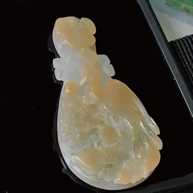 冰飄黃翡鳳凰牡丹琵琶 | 天然緬甸A貨翡翠 | 送禮