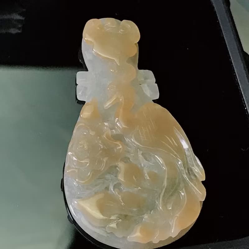 冰飄黃翡鳳凰牡丹琵琶 | 天然緬甸A貨翡翠 | 送禮