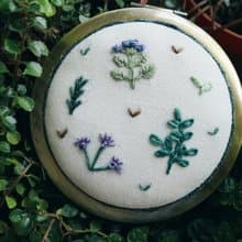 Herb Garden Embroidery | Hand-stitched Compact Mirror | Christmas Gift