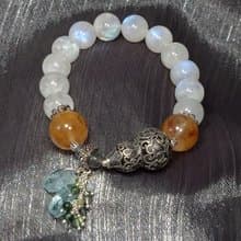 手鍊 藍光 月光石 膠花水晶 藍髮晶 海藍寶 海草瑪瑙 葫蘆 銀飾
