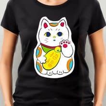 小飯糰  招財貓 招福 黑色中性短T