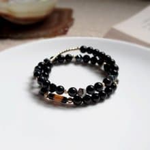 農曆七月好物 ∣ 黑曜石 瑪瑙 避邪擋煞 雙圈手鍊 6mm