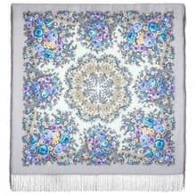 Pavlovo Posad Russian Shawl 100% Wool Scarf 125x125 cm Wrap Silk Fringe 1818-1