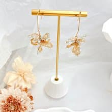 【金屬編織系列】三角花球 垂墜勾勒編織 耳針耳夾耳環