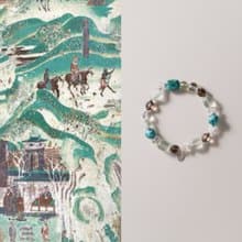 原創手工螢河天然綠松石白水晶s925銀手串開運手鏈生日禮物