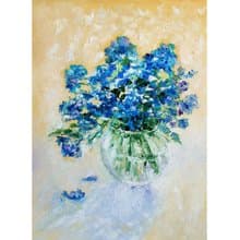 Blue Flowers Bouquet Original Painting, Forget-me-nots Art, Floral Wall Art 手工油畫
