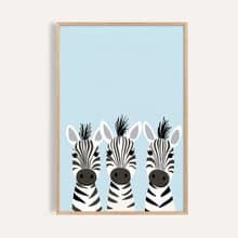 三隻斑馬的藍天合唱團 Zebra Chorus in Blue / 童話系列動物插畫