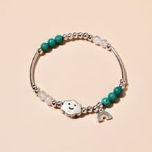 雲朵系列-兒童手鍊/手工串珠 | 綠松石*月光石
