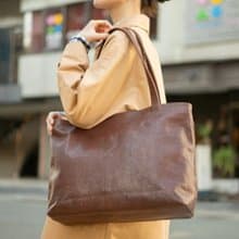 【日本手工製】托特包 單肩包 大容量收納 栃木皮革 耐用 褐色