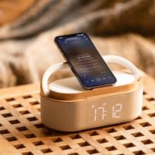 多功能便攜藍芽音箱 無線充電 雙喇叭 高音質 音樂時鐘 小夜燈