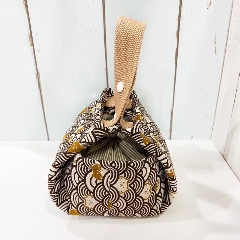 風呂敷保溫保冷袋 + 餐具筷套 (附餐具) (青海波貓貓組) 接單生產