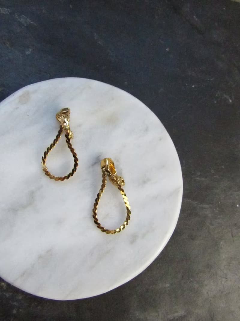 Vintage Monet Teardrop Snake Chain Statement Earrings