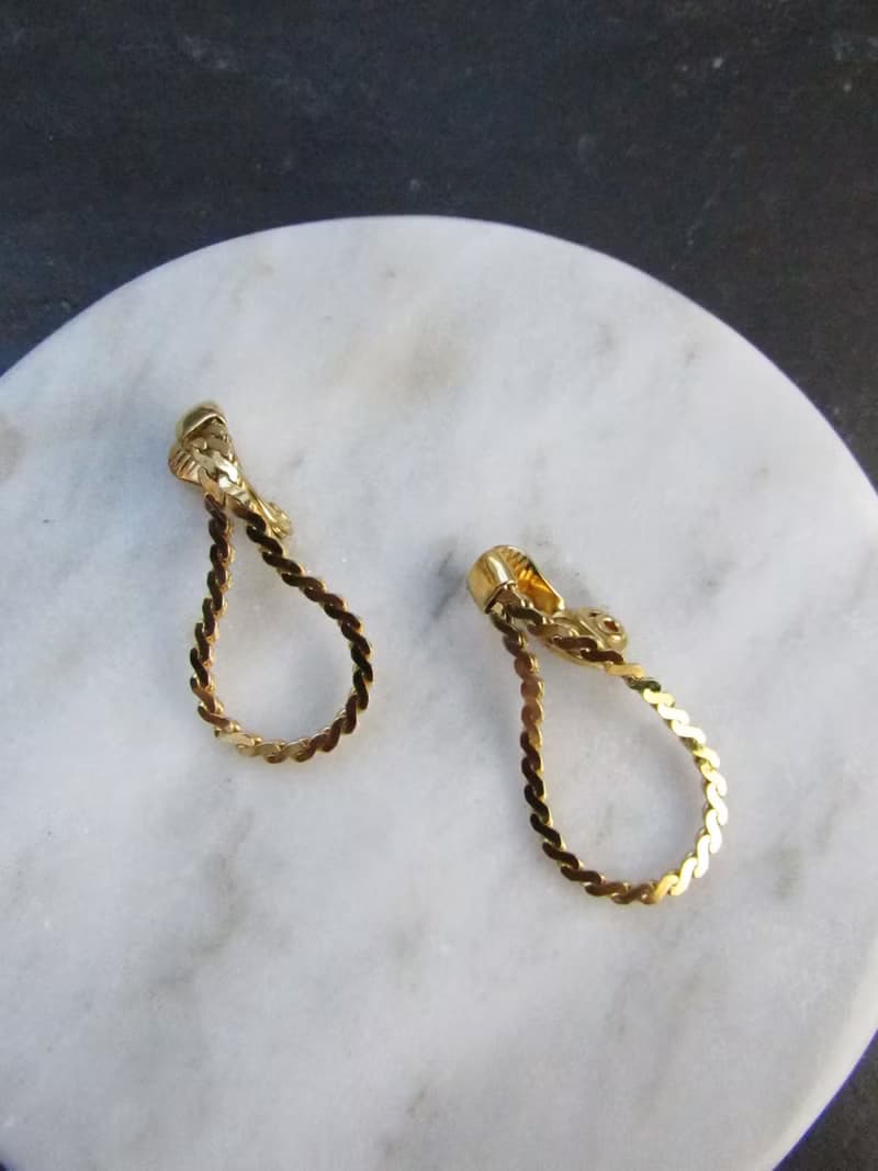 Vintage Monet Teardrop Snake Chain Statement Earrings