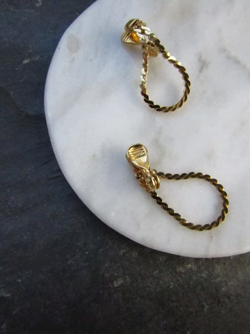 Vintage Monet Teardrop Snake Chain Statement Earrings