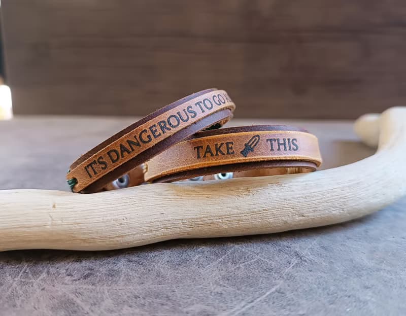 It's Dangerous To Go Alone - Adventure Duo Leather Bracelets Set, Gamers Couple