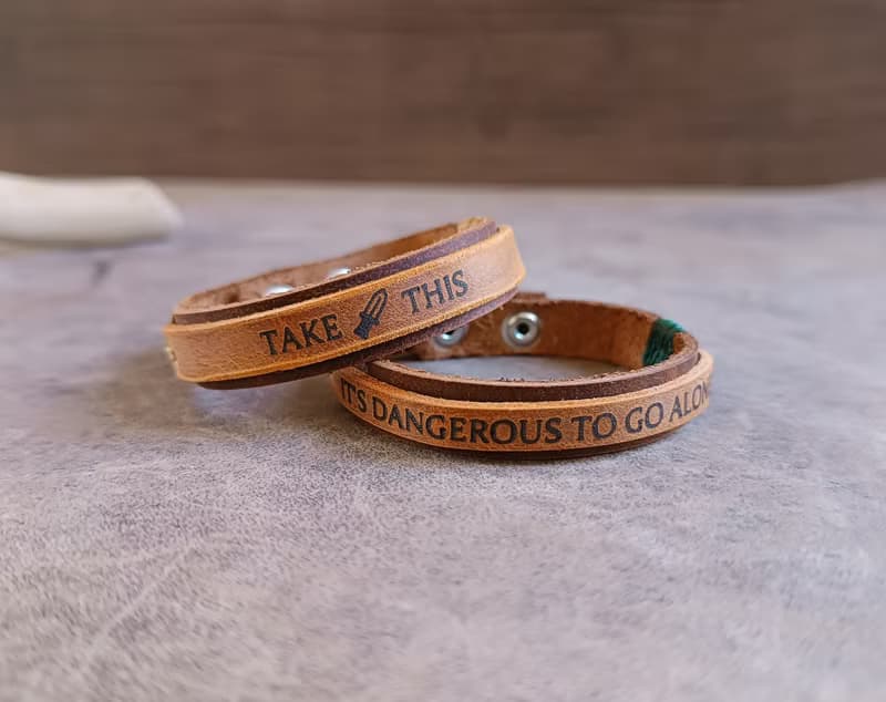 It's Dangerous To Go Alone - Adventure Duo Leather Bracelets Set, Gamers Couple