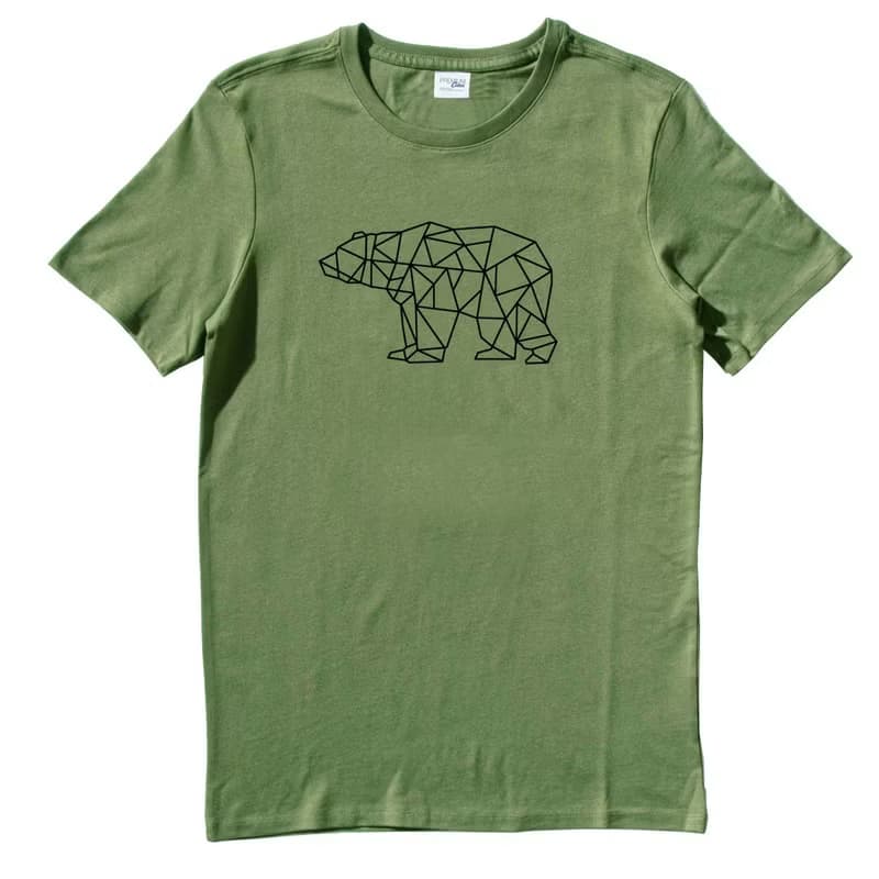 Bear Geometric 短袖T恤 軍綠色 幾何 熊 禮物 文青 情人 動物