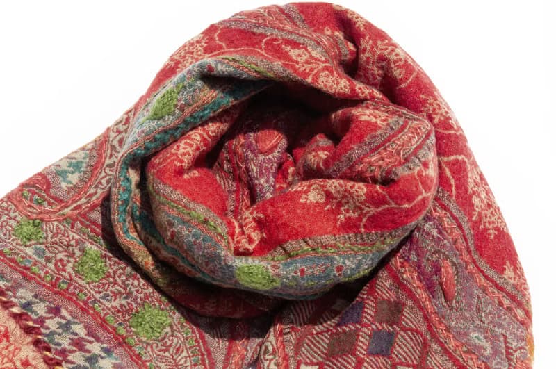 喀什米爾Cashmere/水煮羊毛披肩/針織圍巾/刺繡圍巾/羊絨披巾-花