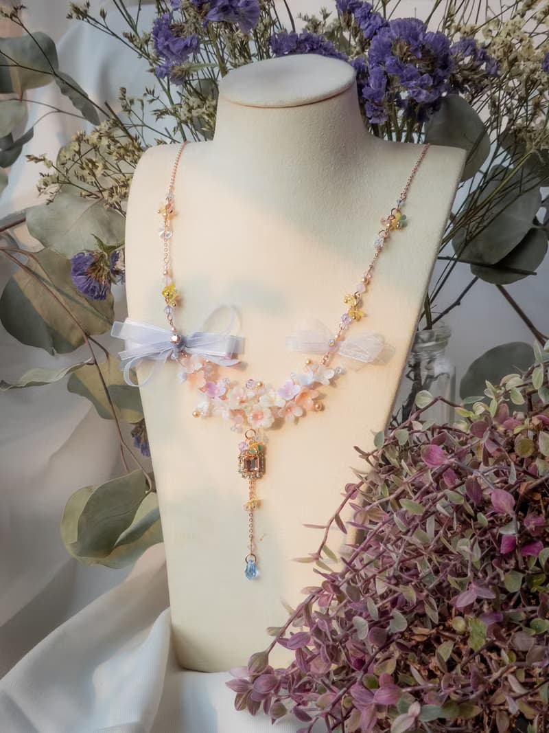 仙子後花園花束925純銀鍍玫瑰金項鍊