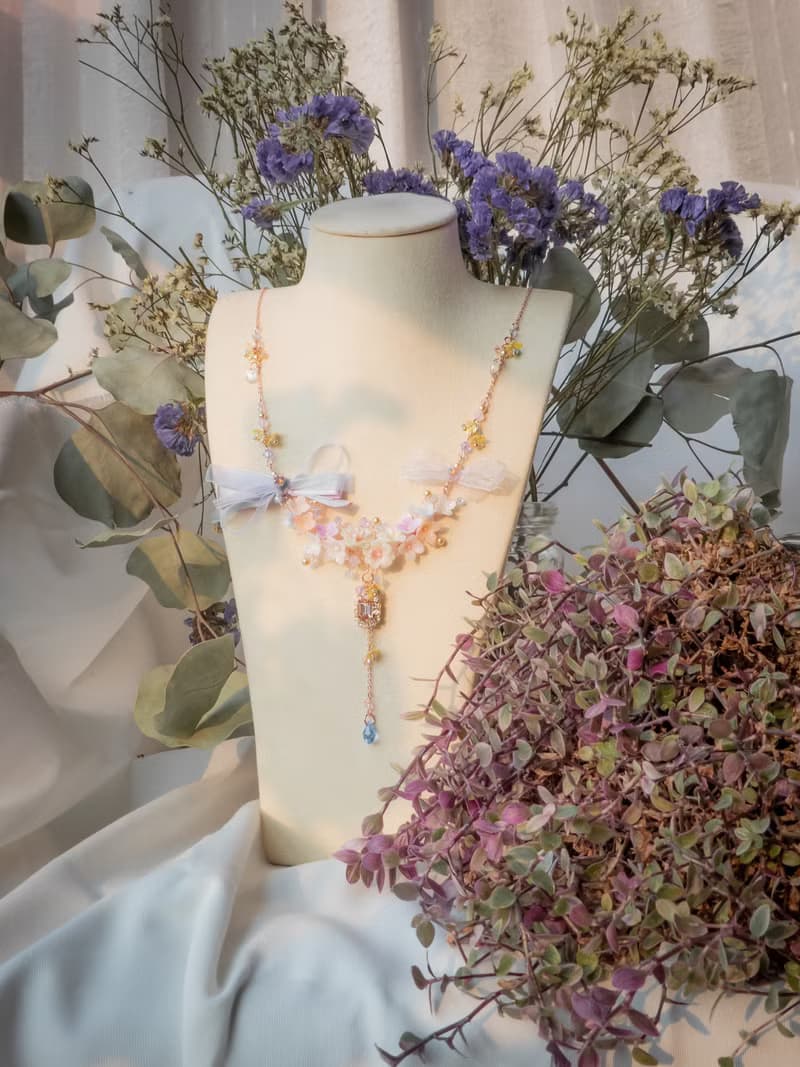 仙子後花園花束925純銀鍍玫瑰金項鍊