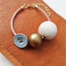 風落形物 皮革手鍊 綠綠釦釦