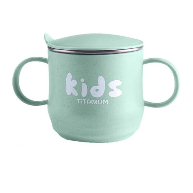 Ti-living 純鈦抗菌兒童-學習雙手柄杯 250ml-綠
