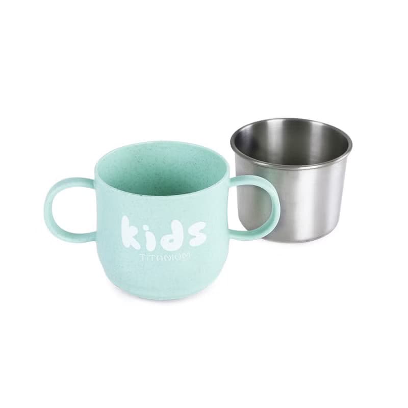 Ti-living 純鈦抗菌兒童-學習雙手柄杯 250ml-綠
