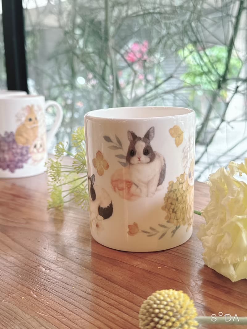 合作插畫藝術家-英格藍貓 午茶骨瓷杯系列-繁花兔兔