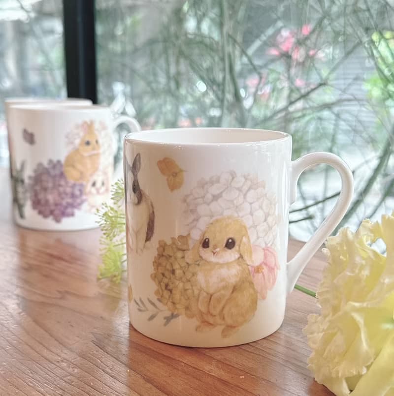 合作插畫藝術家-英格藍貓 午茶骨瓷杯系列-繁花兔兔