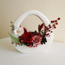 永生花特色O型大提籃-紅白色