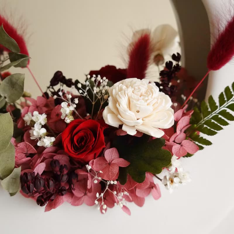 永生花特色O型大提籃-紅白色